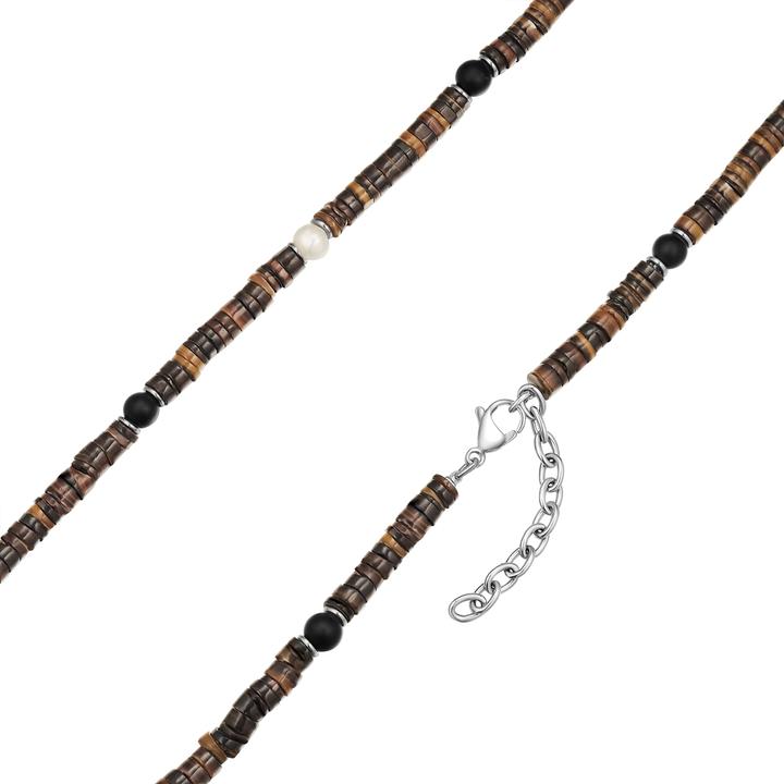 Image du produit True Rebels Collier homme - 37058 (Acier inoxydable, Perle de coquillage, Agate)