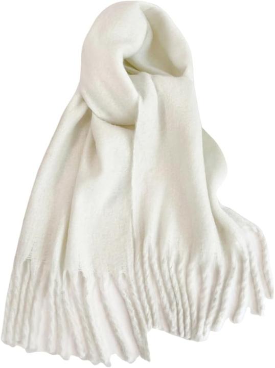 Image du produit Only-Bags.Store Couleur solide Peluche Chunky écharpe longue simple Grand épais gland écharpe hiver extérieur
