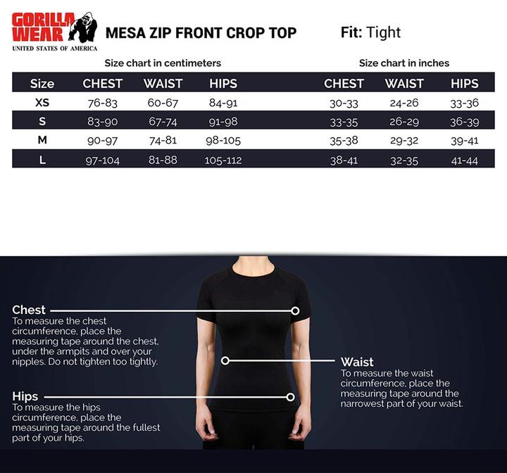 Actual product image Gorilla Wear Mesa Zip Front Crop Top Black (XS)