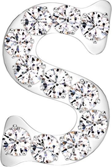 Star Piercing Threadless silber mit Kristallen silber Buchstabe S (Titan G23, ohne Messing)