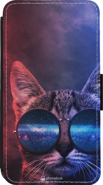 Image du produit PhoneLook Coque Wallet noir Red Blue Cat Glasses (Apple iPhone 13 mini)