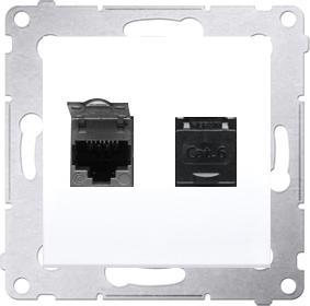 Actual product image Kontakt Kontaktas su Simon Lizdas kompiuteriu SIMON54 dvigubą 2xRJ45 kat.6 su balta ir D62.01/11 diafragma (CAT6, 0.04 m)