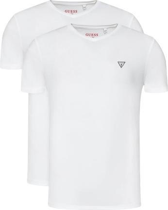 Guess Herren T-Shirt Caleb Hero V-Ausschnitt 2er-Pack Weiss