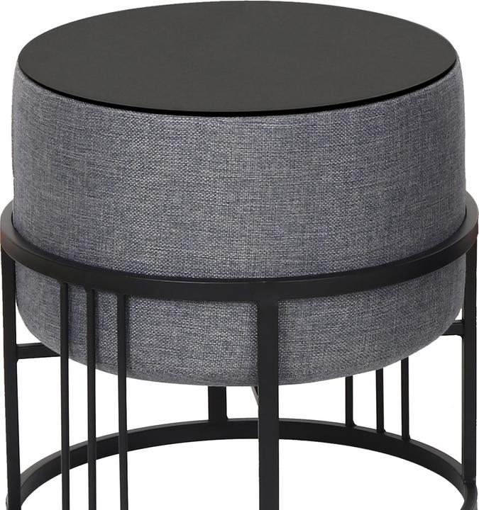 En.Casa Multifunktionaler stapelbarer Sitzhocker Tas 2er Set rund Dunkelgrau