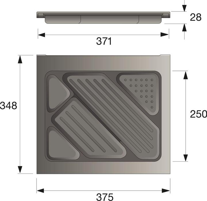 Actual product image Hettich Systema Top 2000 material drawer, EB 392 mm, aluminium finish (1 pcs.)