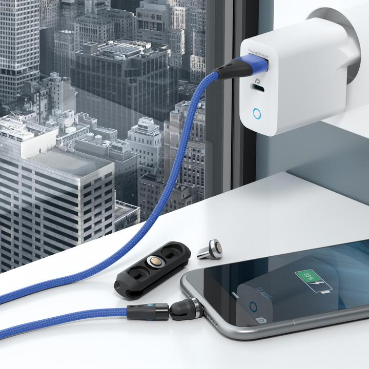 Actual product image RealPower Magnetic cable 3 Amp,1m,blue with adapters (1 m)