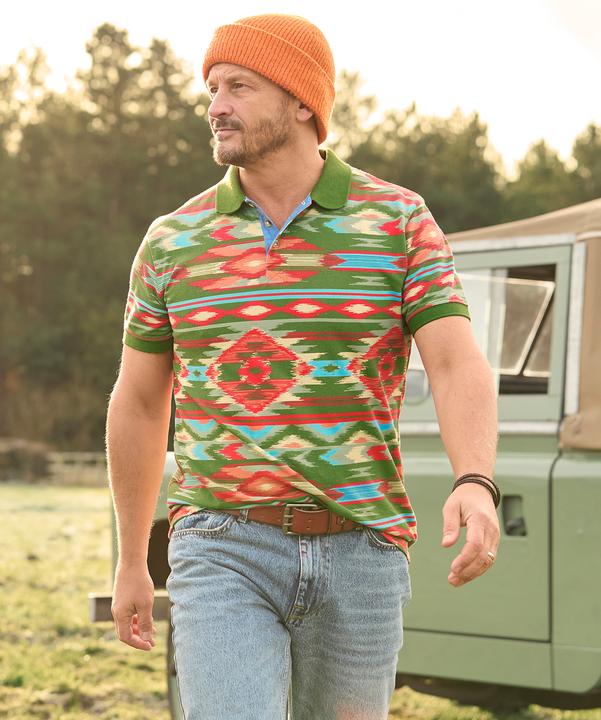 Actual product image Joe Browns Vibrant Aztec Print Polo Shirt (XL)
