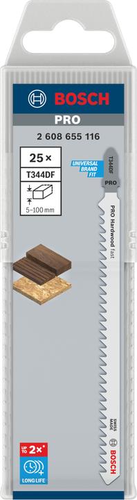 Image du produit Bosch Professional Zubehör Lame de scie sauteuse PRO Hardwood fast T344DF, 152 mm, 25 pcs.
