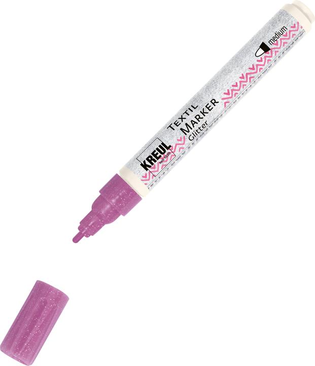 Image du produit Kreul Crayon de peinture pour tissu, marqueur textile Javana texi mäx Glitter pour tissus clairs et foncés (Rosier, 4 mm)