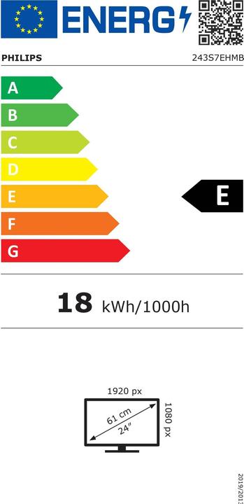 Energy Label Philips 243s7ehmb/00 (1920 x 1080 pixels, 24")