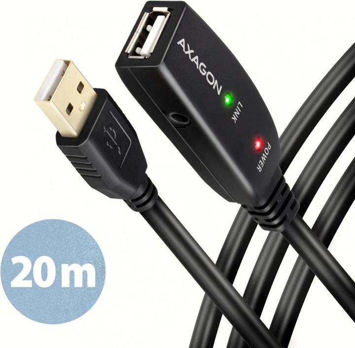 Immagine prodotto Axagon ADR-220 cavo di prolunga USB 2.0 attivo, USB-A maschio/femmina - 20 m (20 m, USB 2.0)