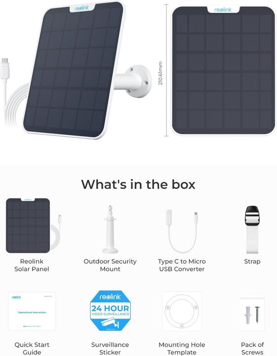 Actual product image Reolink Solar panel 2 USB-C (Solar panel)