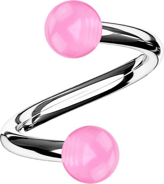 Produktbild Star Piercing Micro Spirale silber mit zwei Kugeln pink transparent (Chirurgenstahl 316L, Acryl, ohne Messing)