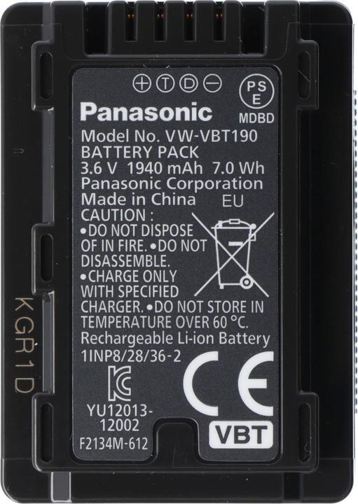 Image du produit Panasonic Vw-Vbt190e-K (Batterie)