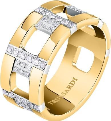 Immagine prodotto Trussardi Anello distintivo placcato oro con zirconi T-Logo TJAXC38 - Circuito: 56 mm (56)