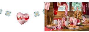 Actual product image Papstar Garland "Hüttengaudi", red / white made of cardboard, length: 1.6 m, size of hearts: 300 x 300 mm
