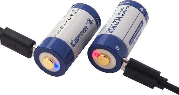 Produktbild Keeppower RCR123A 3.0 Volt 880mAh 1,5A Lithium Ionen Akku 16340, wiederaufladbar nur über micro USB (1 Stk., 16340, 880 mAh)