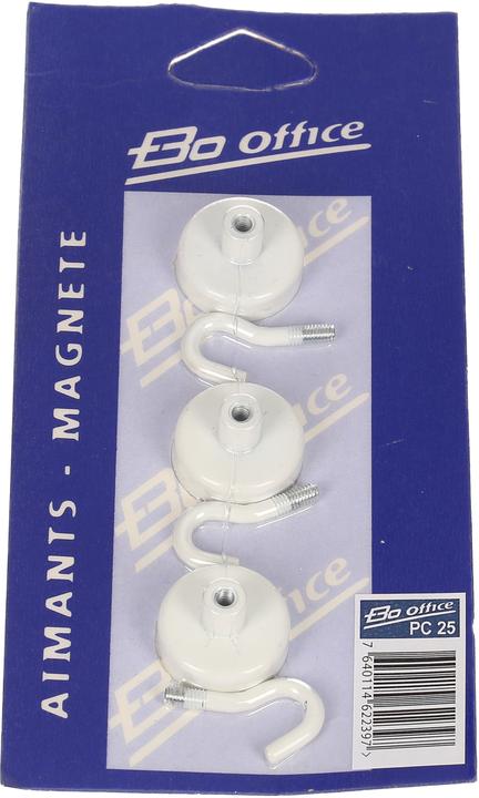 Image du produit BoOffice Aimants av.crochet blanc 25mm (3 x)