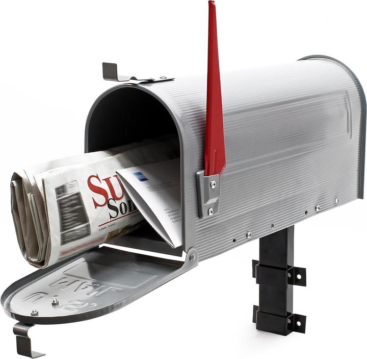 Produktbild Wiltec Set US Mailbox grau 180x220x480mm amerikanischer Briefkasten Halterung
