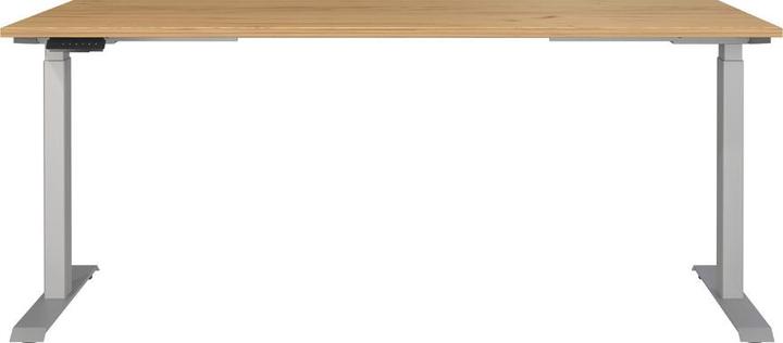 Actual product image Germania JET height-adjustable desk navarra-oak rectangular, T-leg frame silver 180.0 x (180 x 72 cm)