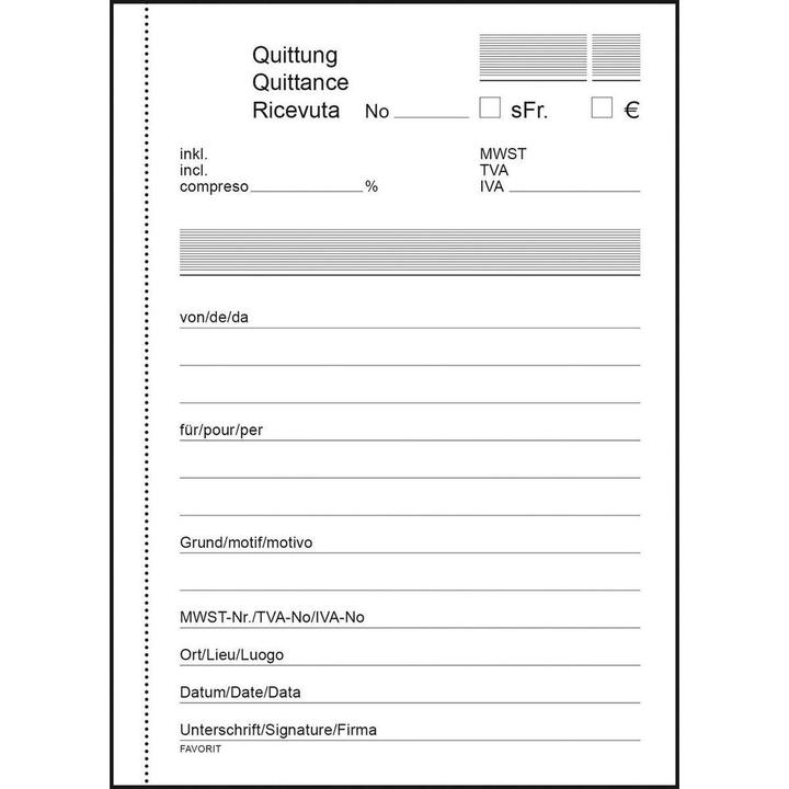 Image du produit Favorit Carnet autocopiant OK Bonus Quittances (84 x)