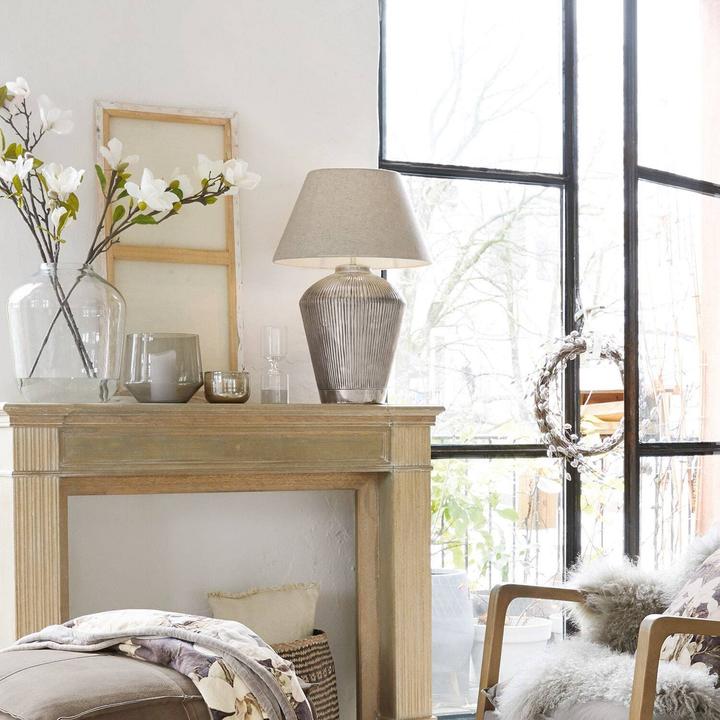 Image du produit Loberon Lampe à poser Caulières crème/argent vieilli (E27)