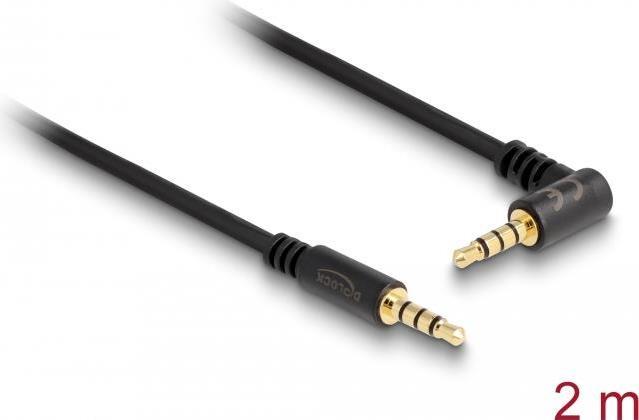 Image du produit Delock Câble jack 4 broches 3,5 mm mâle > mâle coudé (2 m, Jack 3,5 mm (AUX))