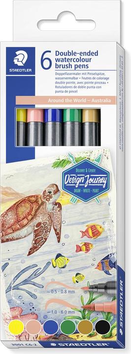 Staedtler Double fibre-tip pens Australia, box of 6, 2 tips, line width: 1.0 (6.0 mm, 6 x)