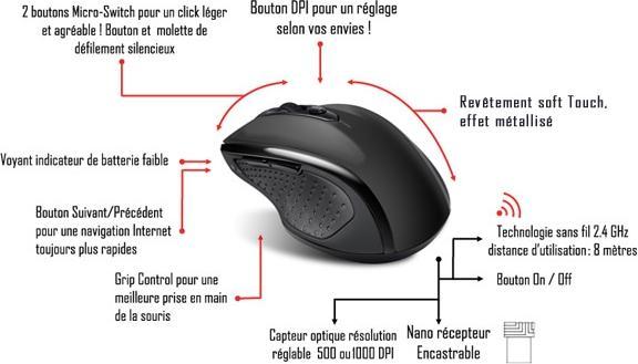 Actual product image Advance Souris Sans Fil Shape 6d (Noir) (Wireless)