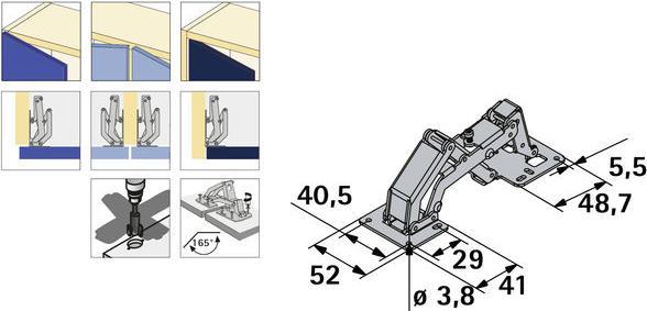 Actual product image Hettich Weitwinkel-Aufschraubscharnier mit Feder, Stahl vernickelt, 1 Stck