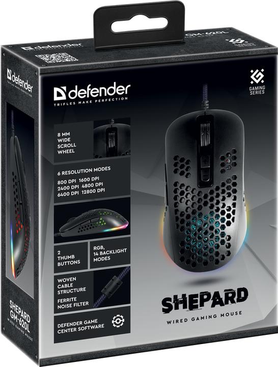 Actual product image Defender GM-620L SHEPARD 12800dpi 7P backlit gaming mouse (Cable)