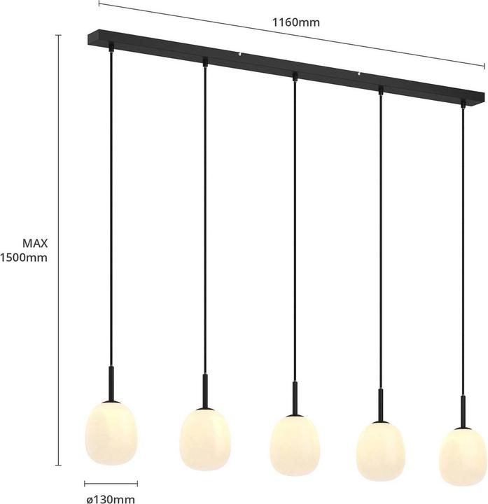 Produktbild Lindby Etiena 5 Pendelleuchte Opal/Black (G9)