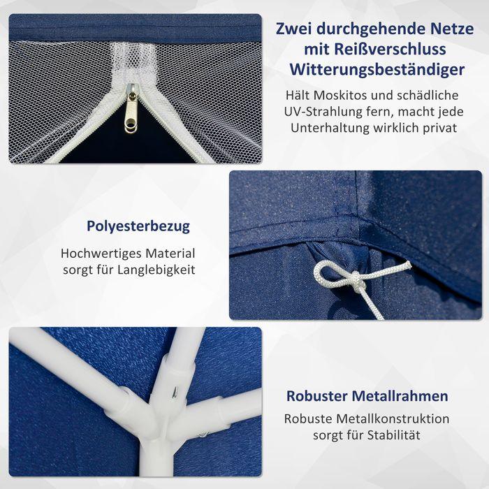 Image du produit Swisshandel24 Gartenpavillon 3x3m wetterfest mit Moskitonetz, Polyester in Blau (300 cm, 300 cm)