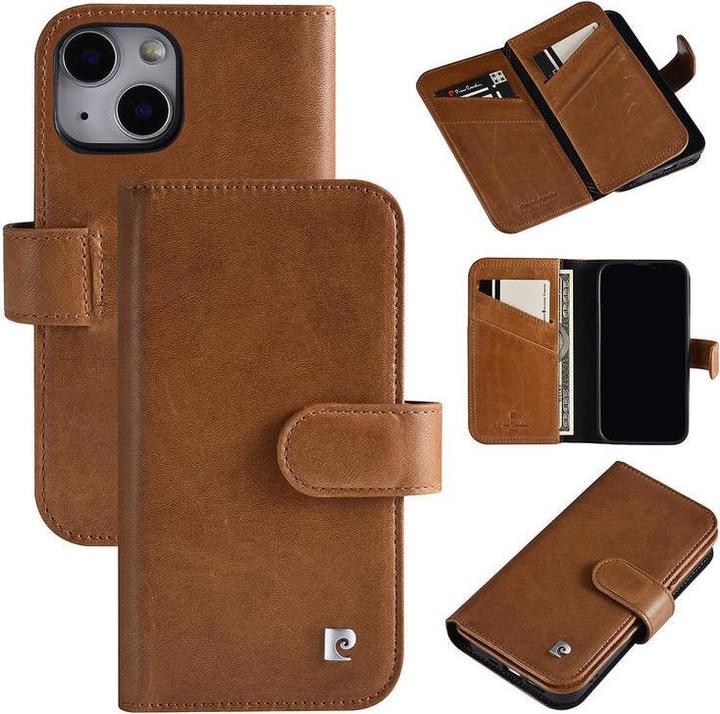 Produktbild Pierre Cardin Case iPhone 13 Mini - Echt Leder Book Case braun & 6 Kartenfächer (Apple iPhone 13 mini)