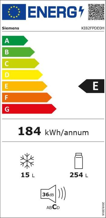 Label énergétique Siemens KI82FPDE0H (269 l)