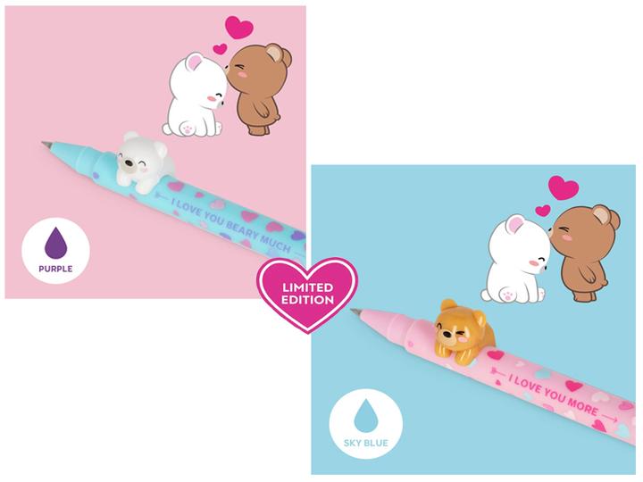 Actual product image Legami Roller Gelstift 2er Set Beary in love (Purple and blue, 2 x)
