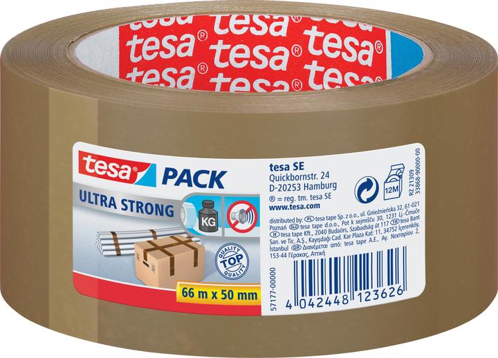 Produktbild tesa tesapack ULTRA STRONG Paketklebeband - PVC Packband für festes Verpacken und sicheres Bündeln (50 mm)
