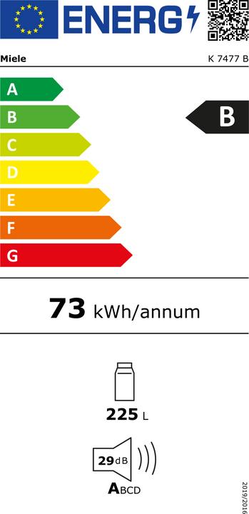 Label énergétique Miele K 7477 B (224 l)