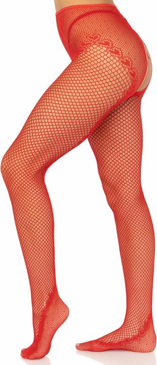 Produktbild Leg Avenue Netzstrümpfe Mit Schrittfreiem Stiefel Rot (One Size)