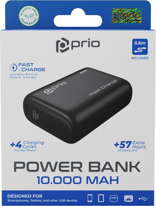 Image du produit prio Fast Charge (22.5W SCP/20W PD/ QC3.0 ) Power Bank 10.000mAh schwarz (10000 mAh, 37 Wh)