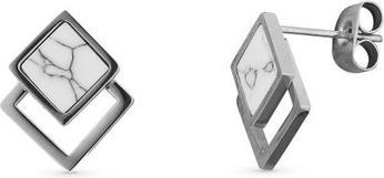 Vuch - Original steel earrings with Silver Miriss marble