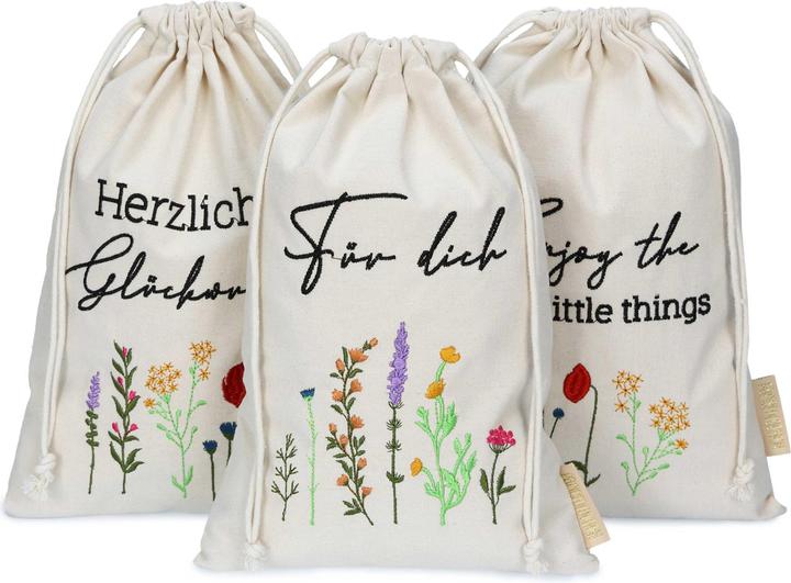 Actual product image Papierdrachen Easter linen bags - set of 3 - flowers - set 4 (Gift bag, 3 x)