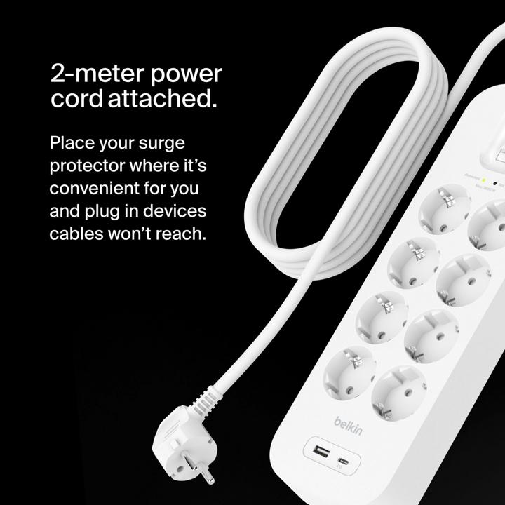 Immagine prodotto Belkin Protezione contro le sovratensioni Surgemaster (8 x, 2 m)