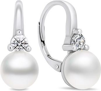Brilio Silver - Unique silver earrings with pearls and zircons EA364W