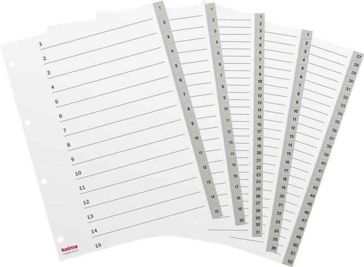 Image du produit Kolma Intercalaire A5 vertical superstrong 1-10 10 pièces gris