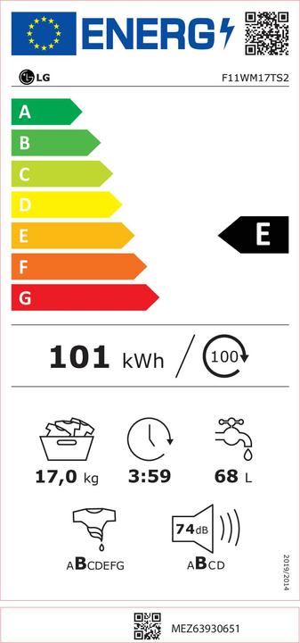 Energie-Label LG F11WM17TS2 (17 kg, Links)