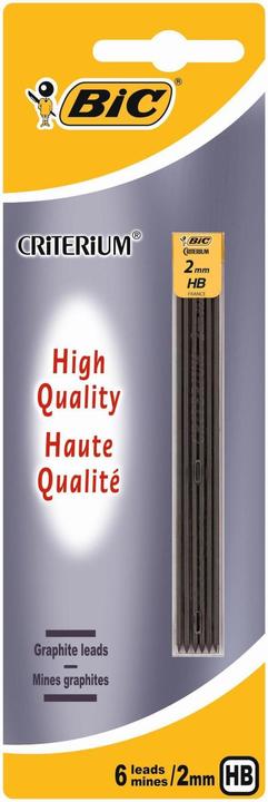 Actual product image Bic Criterium refills 2.0 mm, 6 refills (Gel mine, Grey, 2 mm)