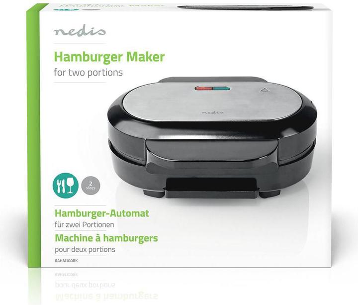 Produktbild Nedis Hamburger Macher | 1000 W | 10.5 cm | Automatischer Temperaturkontrolle | Kunststoff / Metall