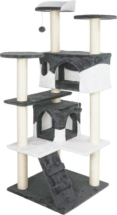Produktbild Wiltec Kratzbaum Grau/Weiss 130cm Katzenkratzbaum Katzenbaum Kletterbaum Katze (130 cm, Grau/Weiss)