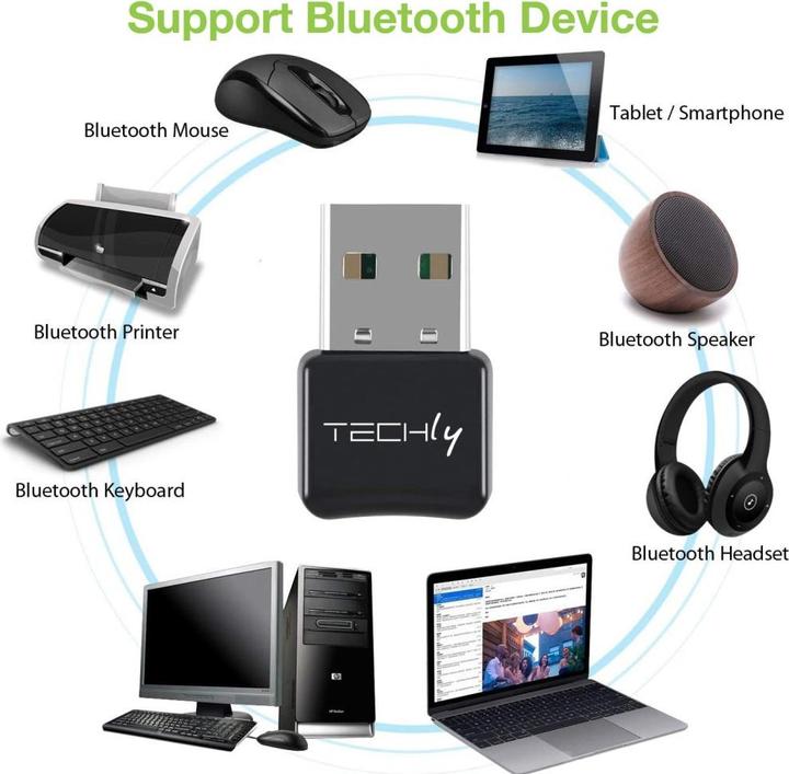 Image du produit Techly Adaptateur dongle USB Bluetooth 5.0 classe 2 + EDR (Emetteur & Récepteur)